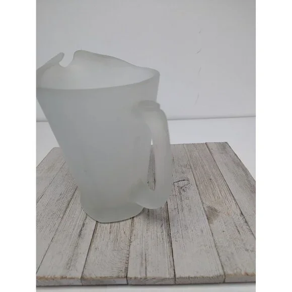 Vintage Tiara Indiana Glass Frosted Satin Glass Pitcher With Ice Lip 8 1/4" - Picture 5 of 8